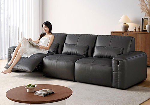 French Design Awards Winner - MENGTINGMEI Black Knight Electric Leather Sofa by Dreaming
